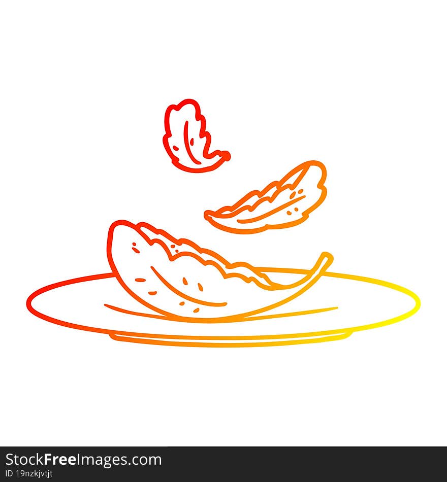 warm gradient line drawing cartoon salad leaves