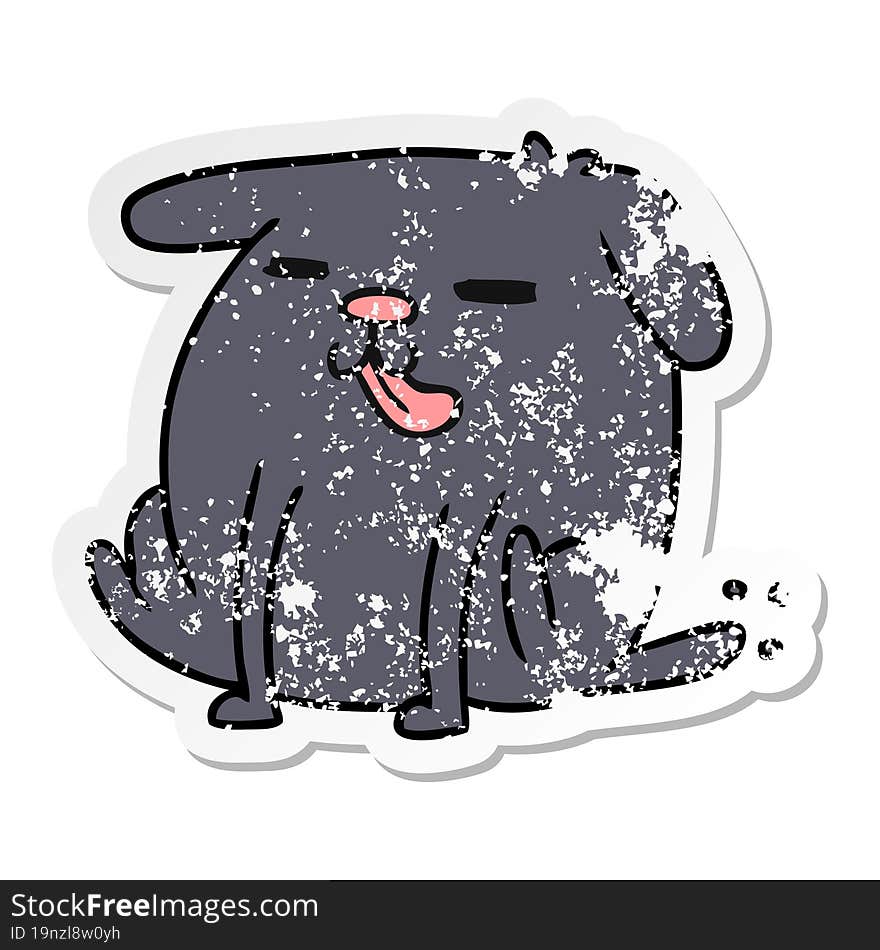 distressed sticker cartoon illustration kawaii of a cute dog. distressed sticker cartoon illustration kawaii of a cute dog