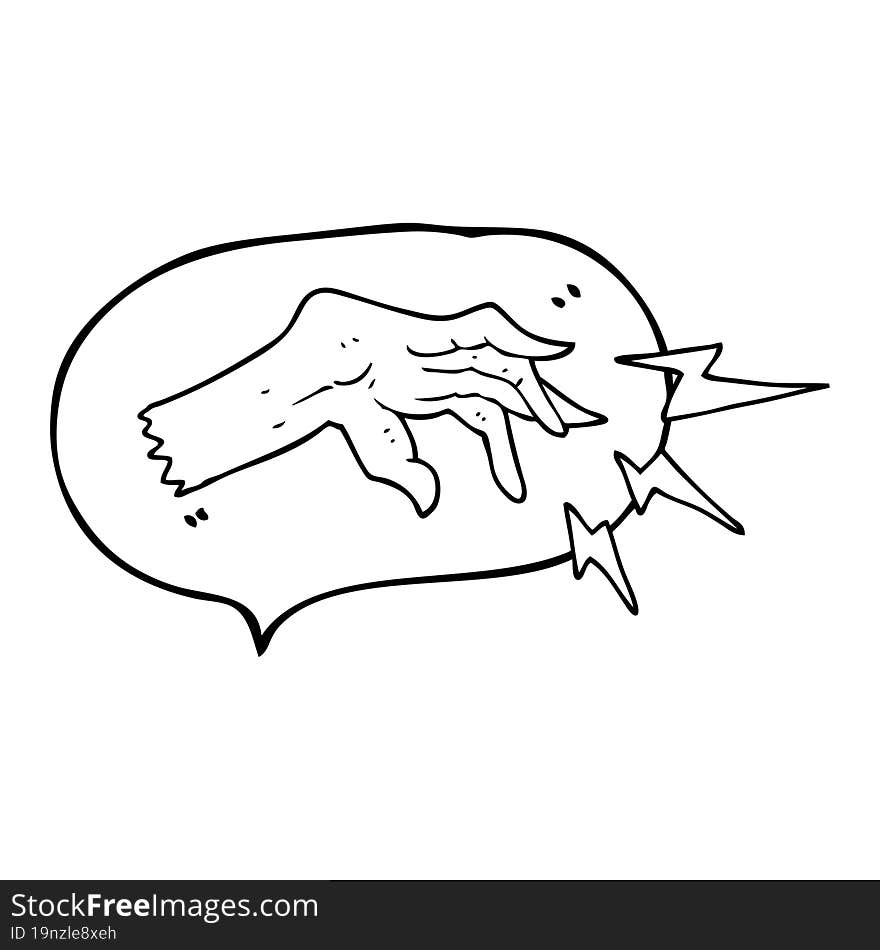 Speech Bubble Cartoon Hand Casting Spell