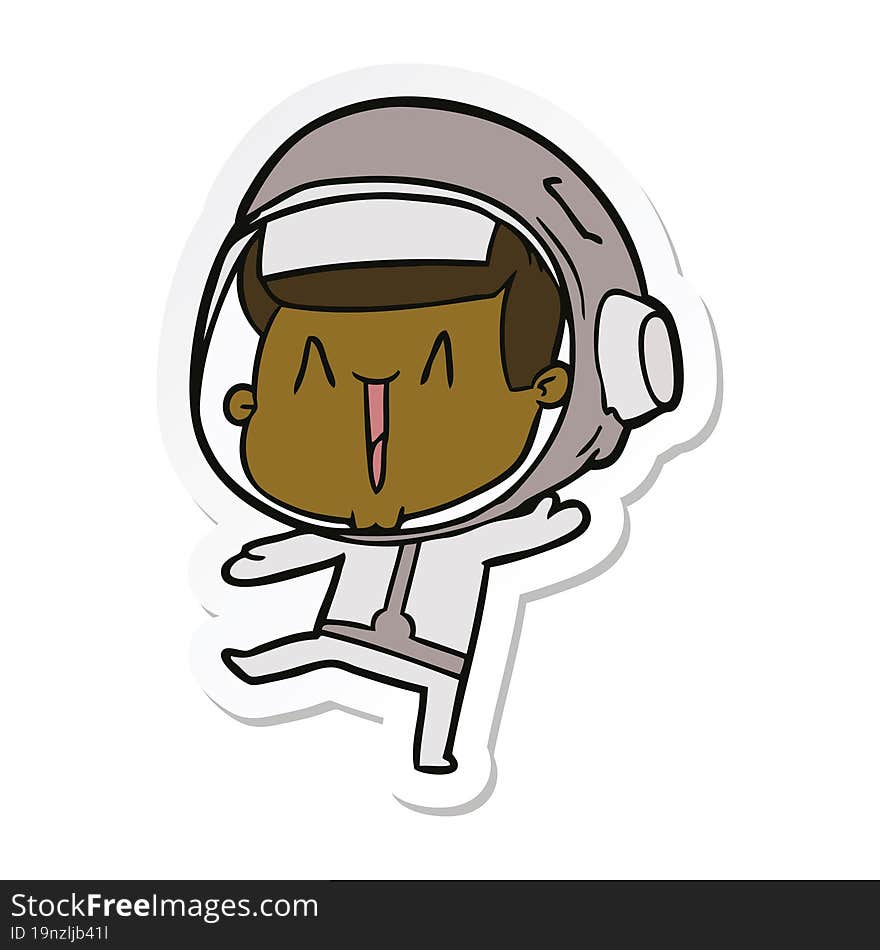 sticker of a dancing cartoon astronaut