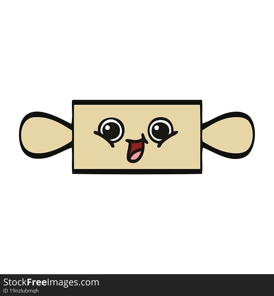 cute cartoon of a rolling pin. cute cartoon of a rolling pin