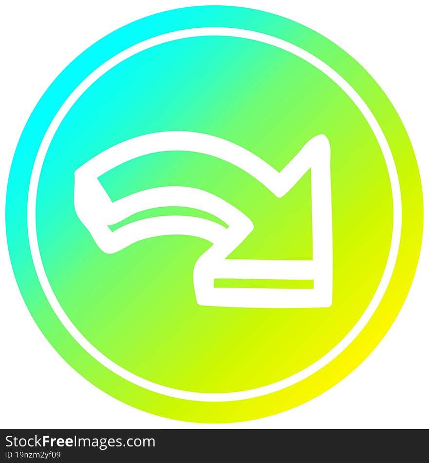 direction arrow circular icon with cool gradient finish. direction arrow circular icon with cool gradient finish