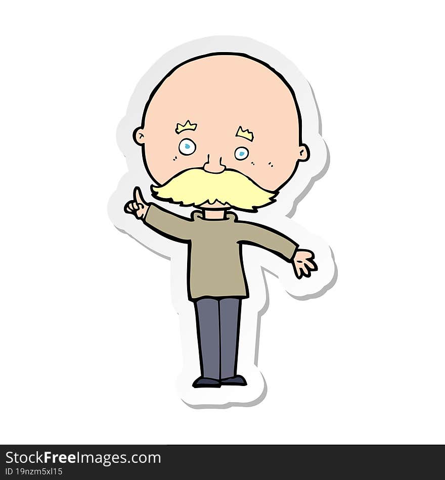 sticker of a cartoon bald man with idea