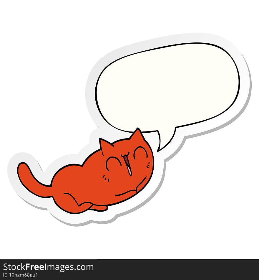 Happy Cartoon Cat And Speech Bubble Sticker