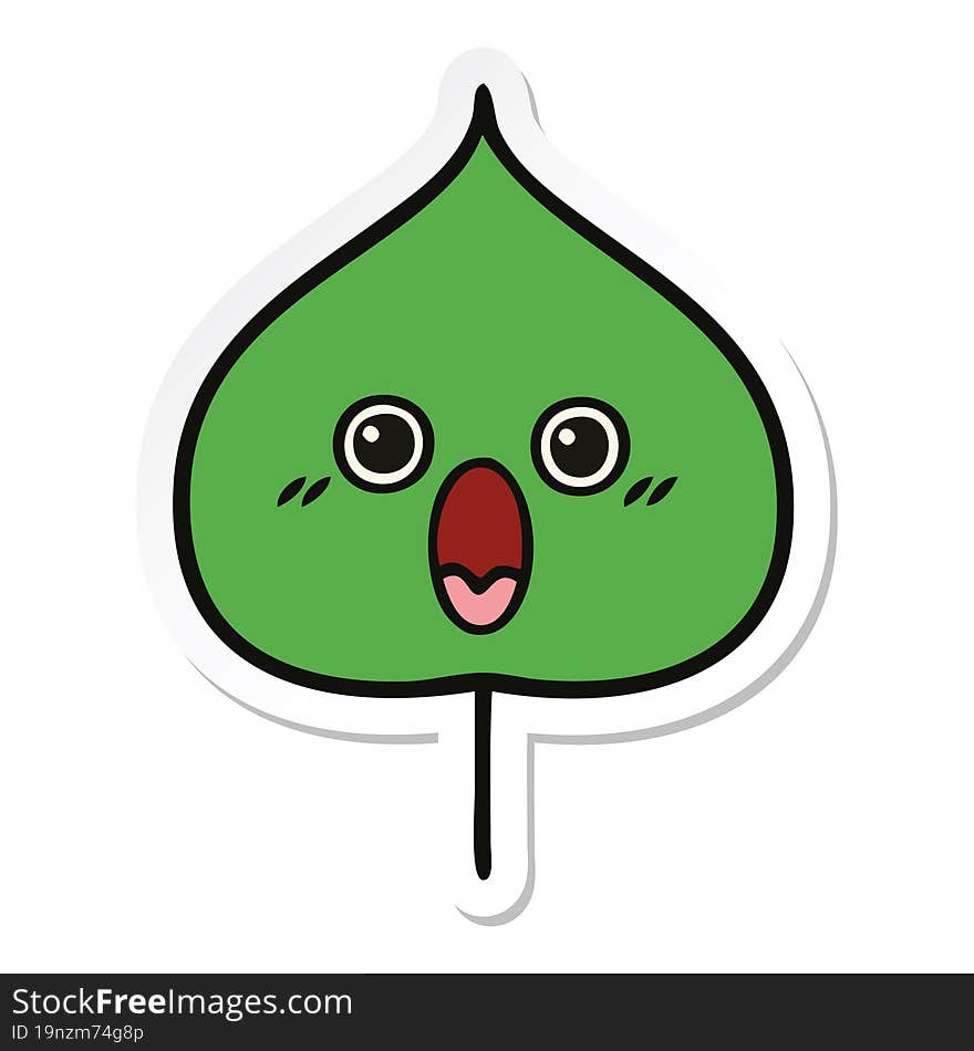 sticker of a cute cartoon expressional leaf