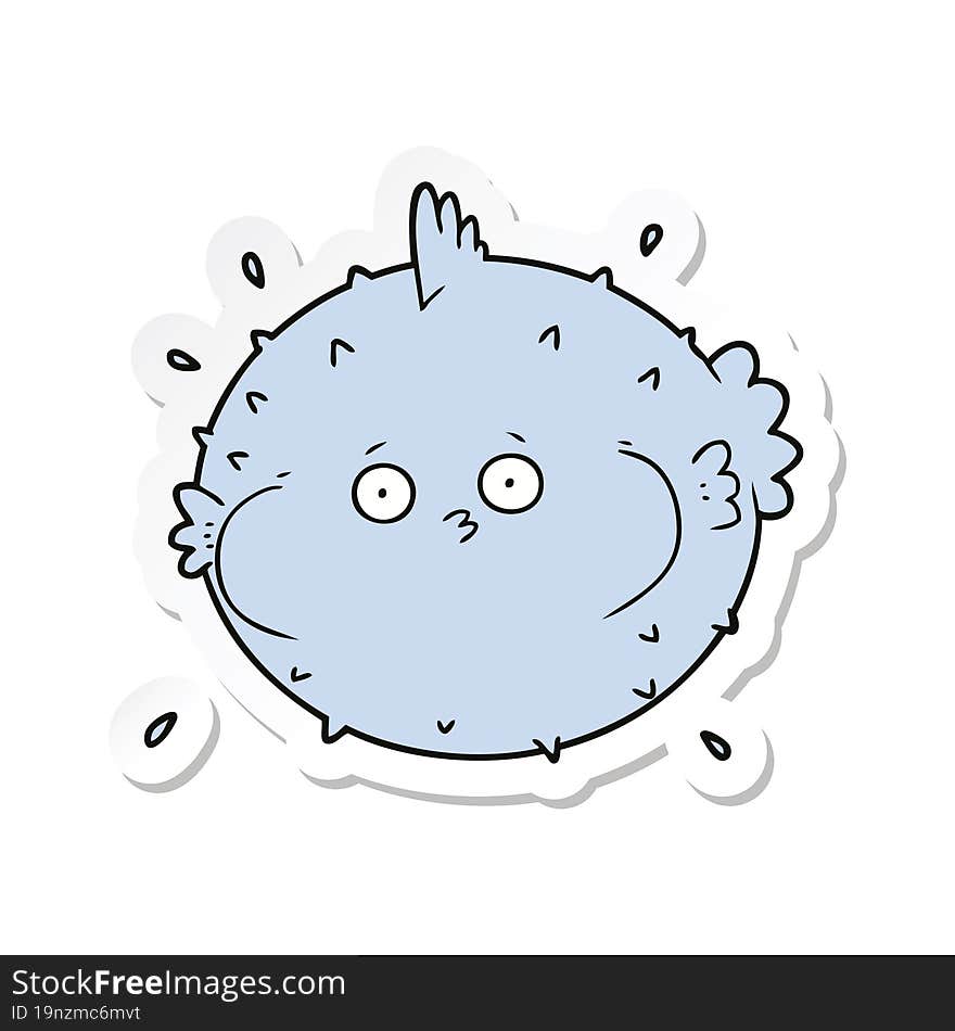 Sticker Of A Cartoon Puffer Fish