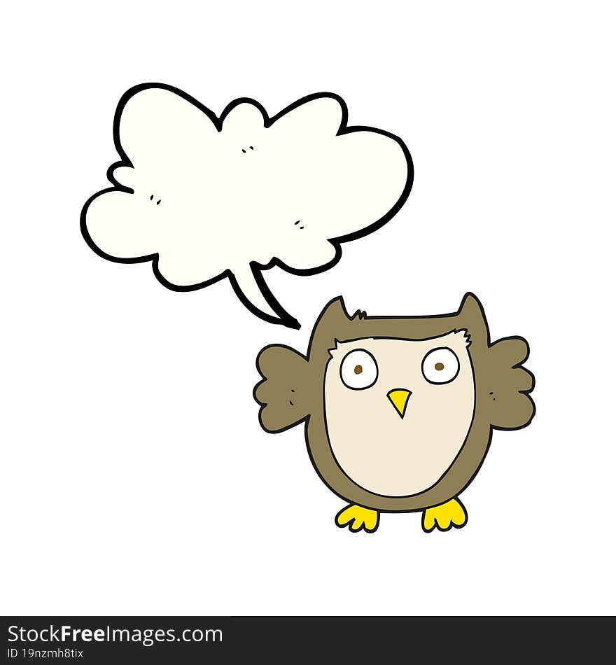 freehand drawn speech bubble cartoon owl