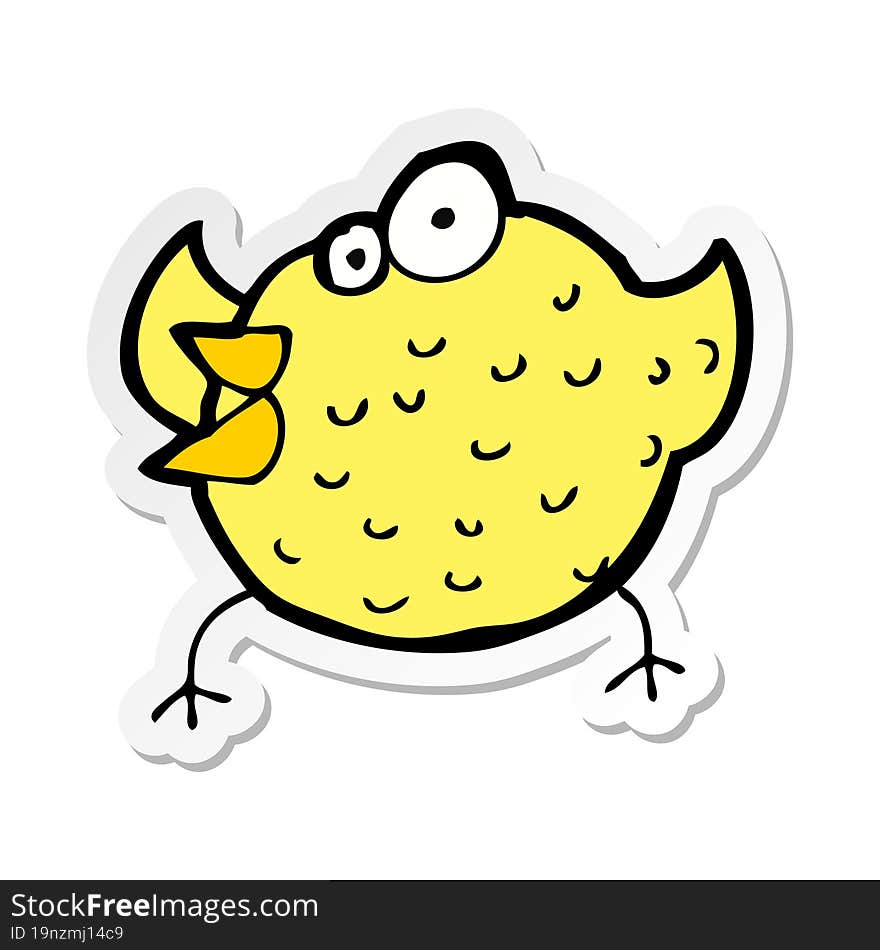 Sticker Of A Cartoon Happy Bird