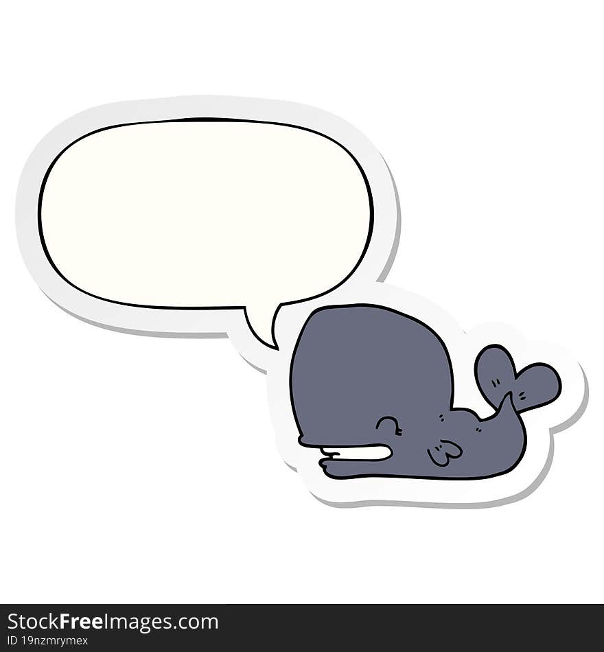 cartoon whale with speech bubble sticker. cartoon whale with speech bubble sticker