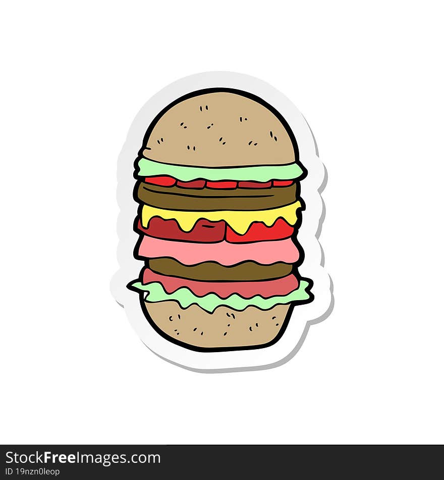 sticker of a cartoon amazing burger