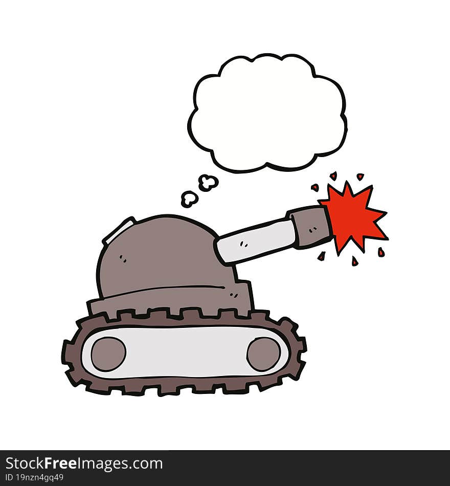 cartoon tank with thought bubble