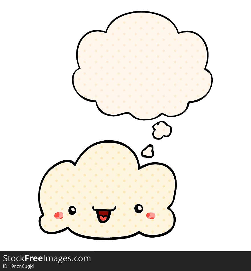 cartoon cloud and thought bubble in comic book style