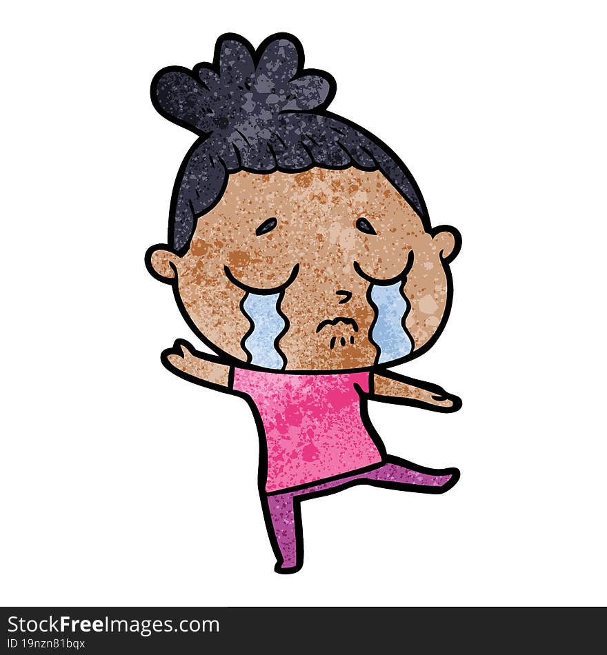 cartoon crying woman. cartoon crying woman