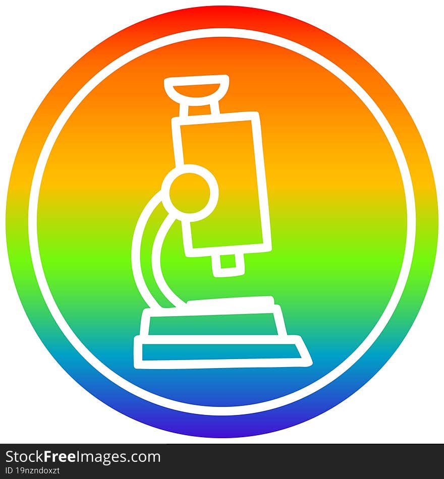 microscope and slide circular in rainbow spectrum