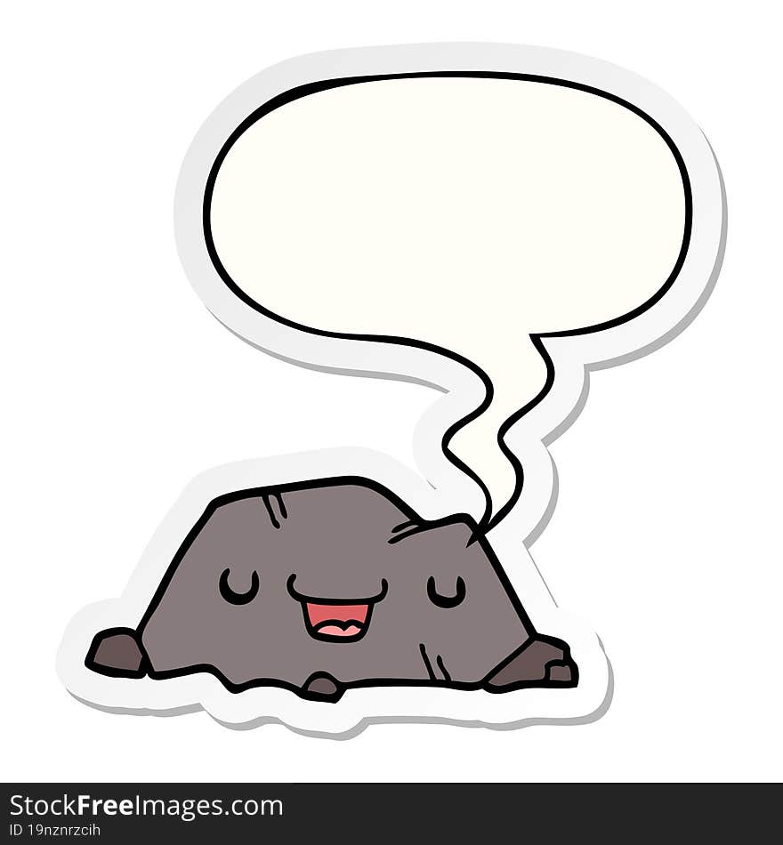 cartoon rock and speech bubble sticker