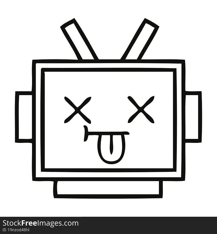 line drawing cartoon robot head