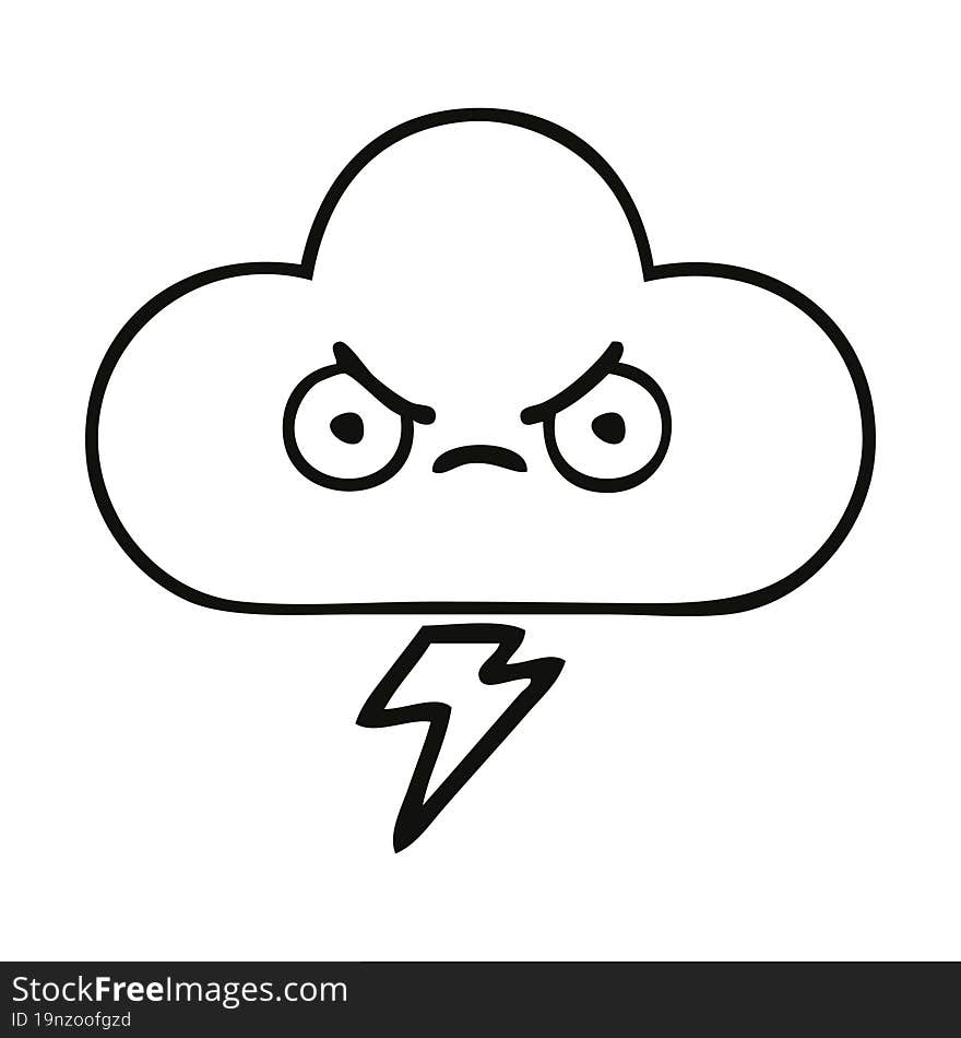 line drawing cartoon thunder cloud