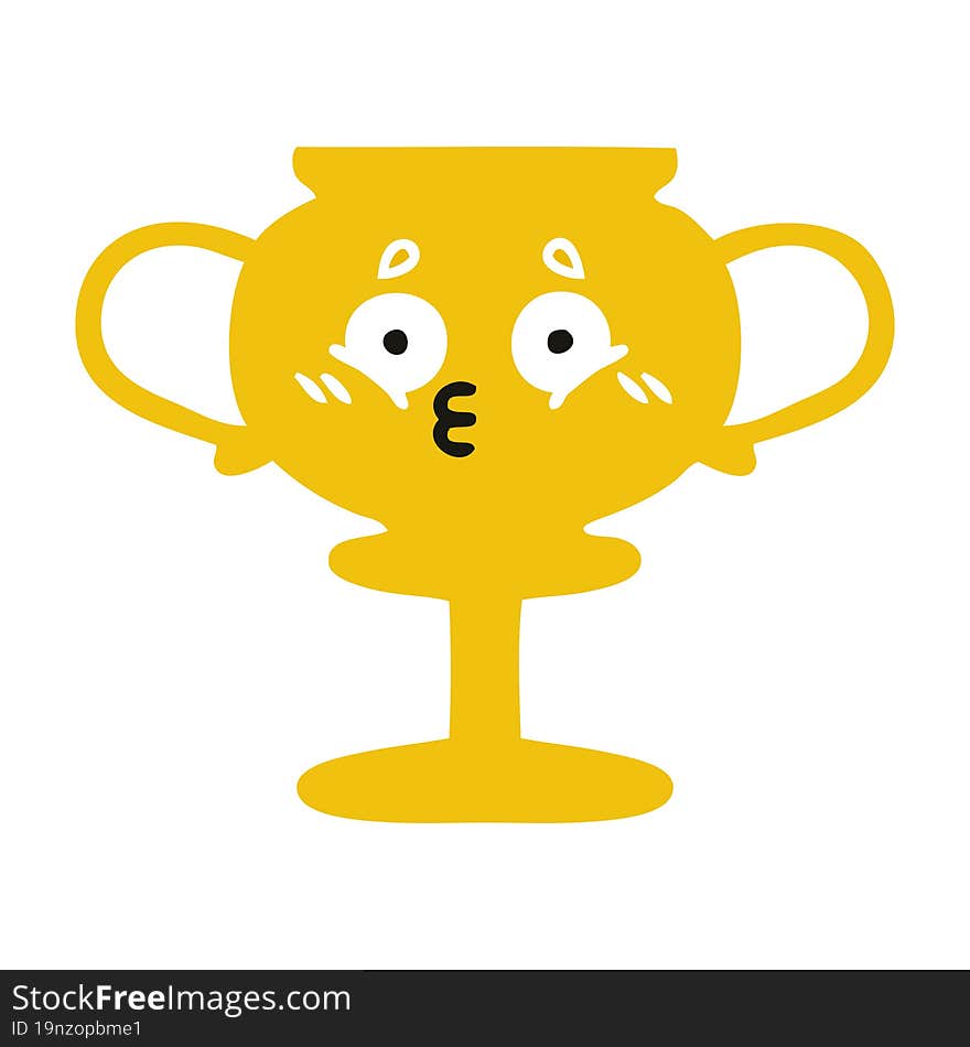 flat color retro cartoon of a trophy