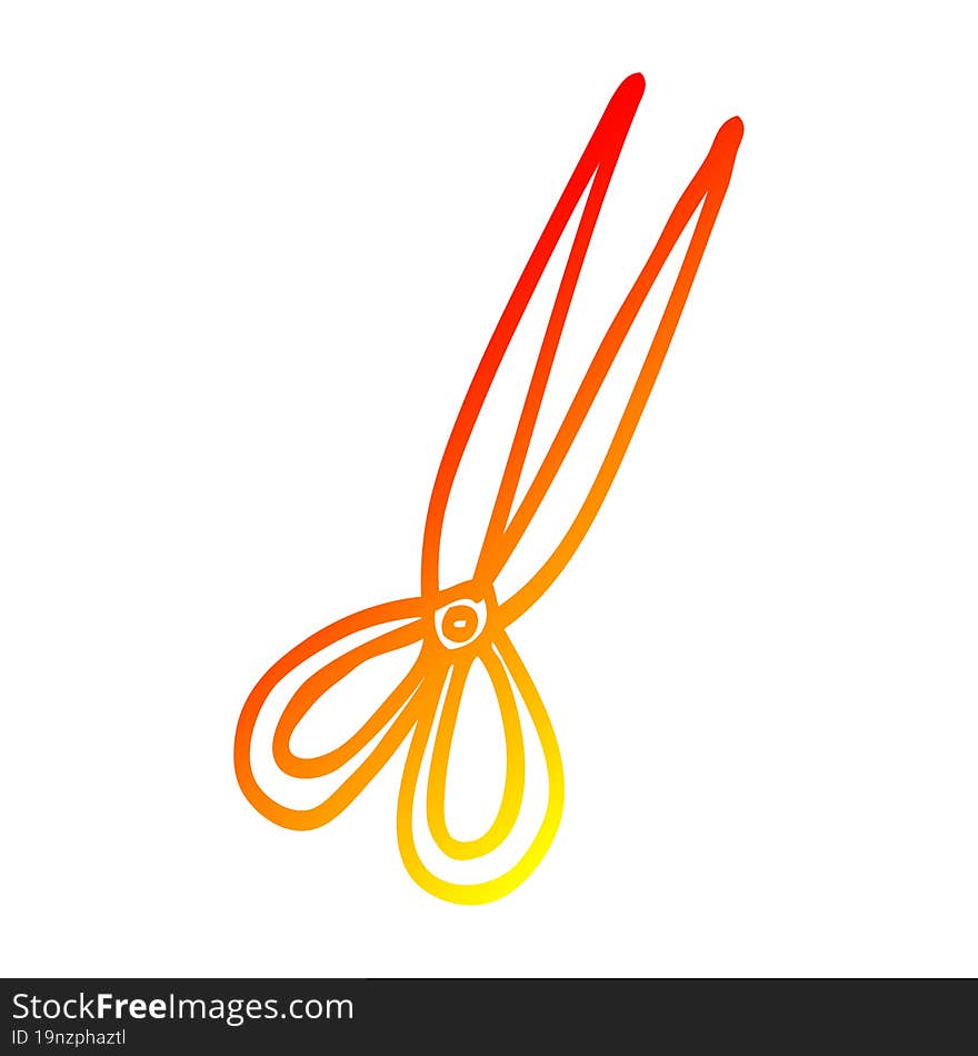 warm gradient line drawing cartoon open scissors