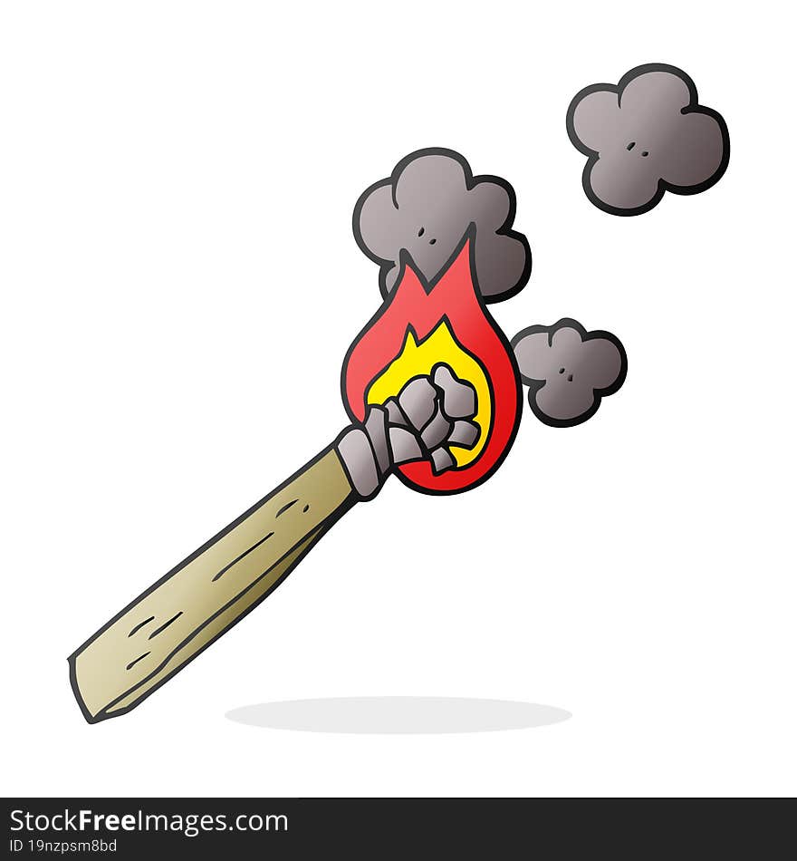 Cartoon Burning Wood Torch