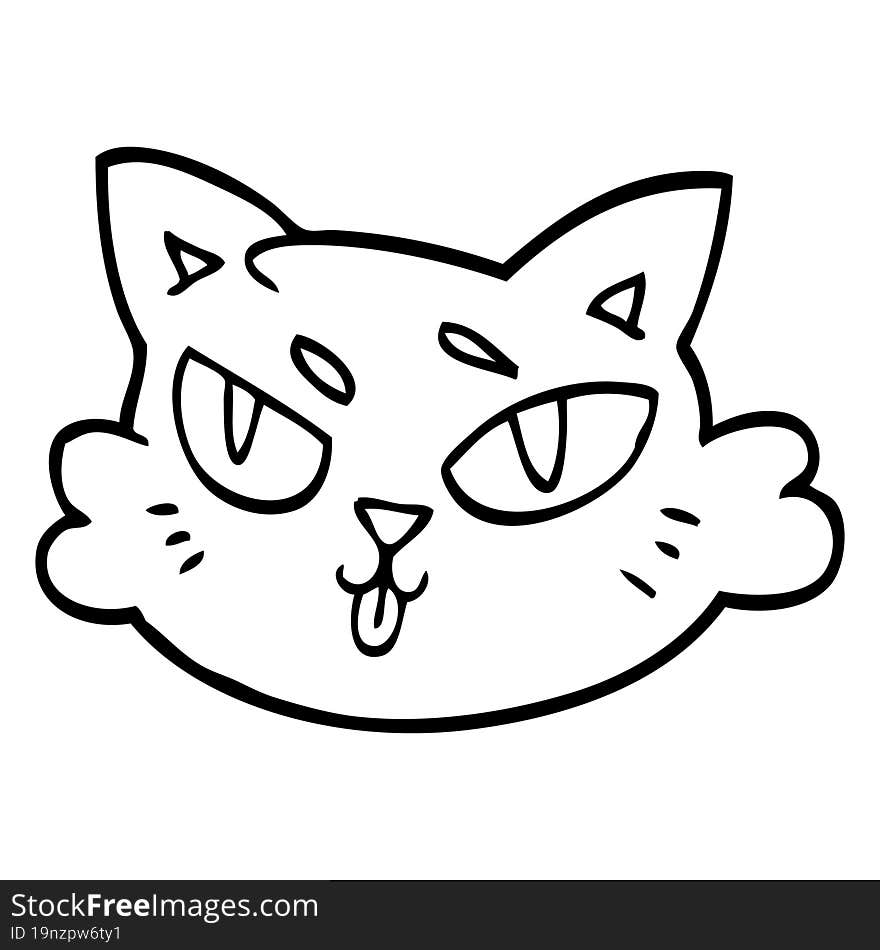 line drawing cartoon of a cats face