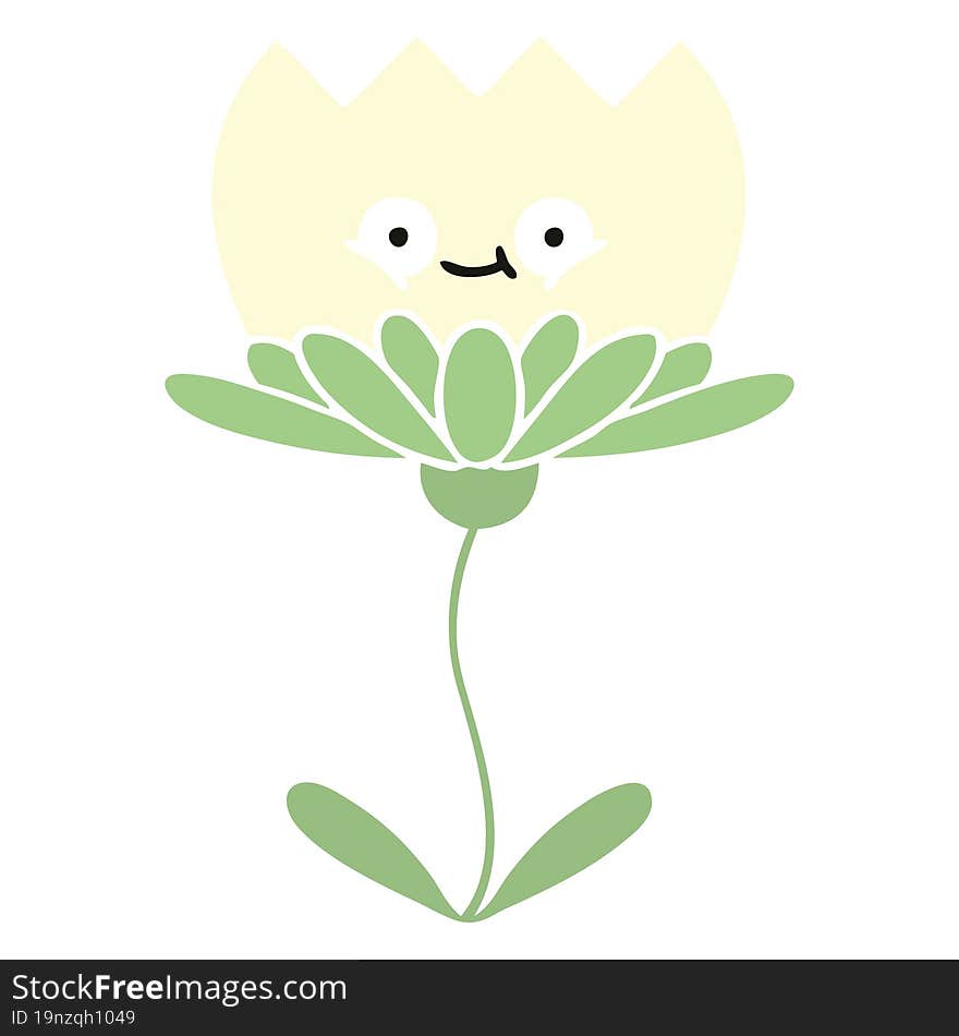 flat color retro cartoon of a flower