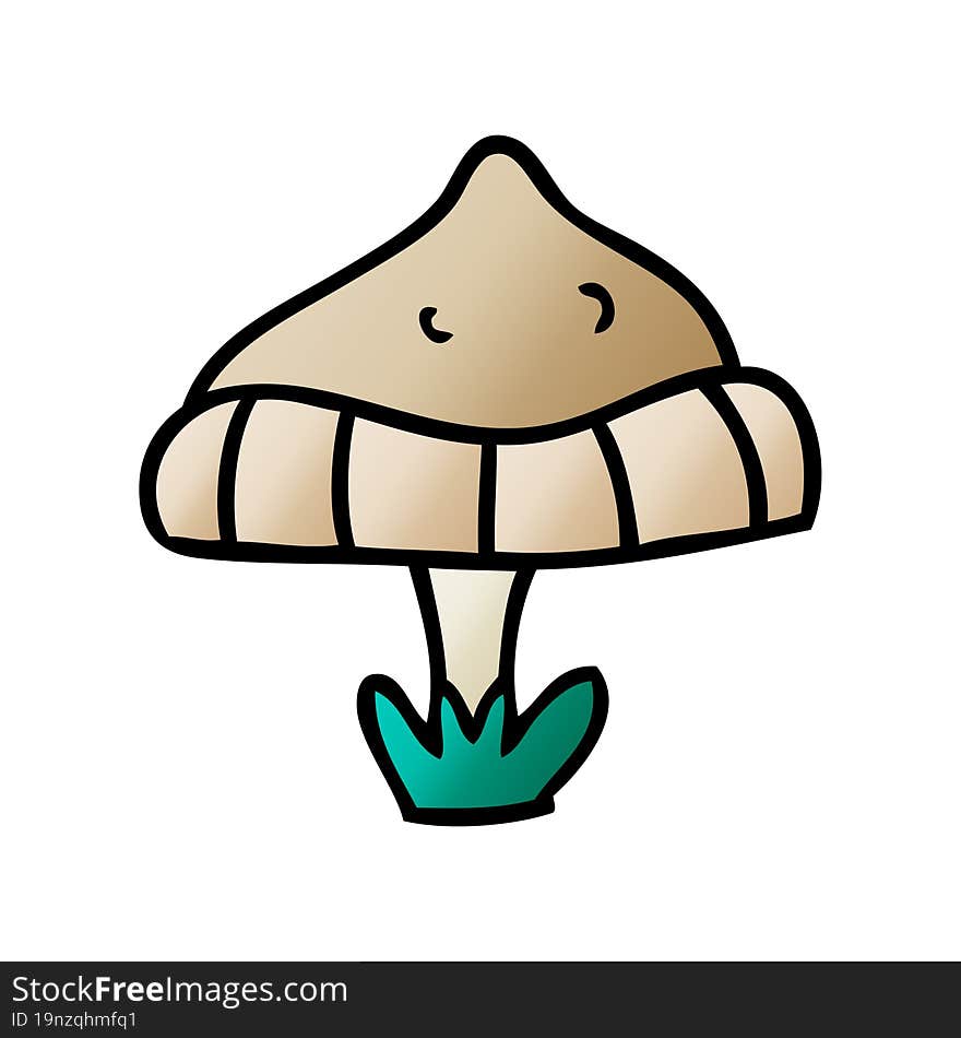 hand drawn gradient cartoon doodle of a single mushroom