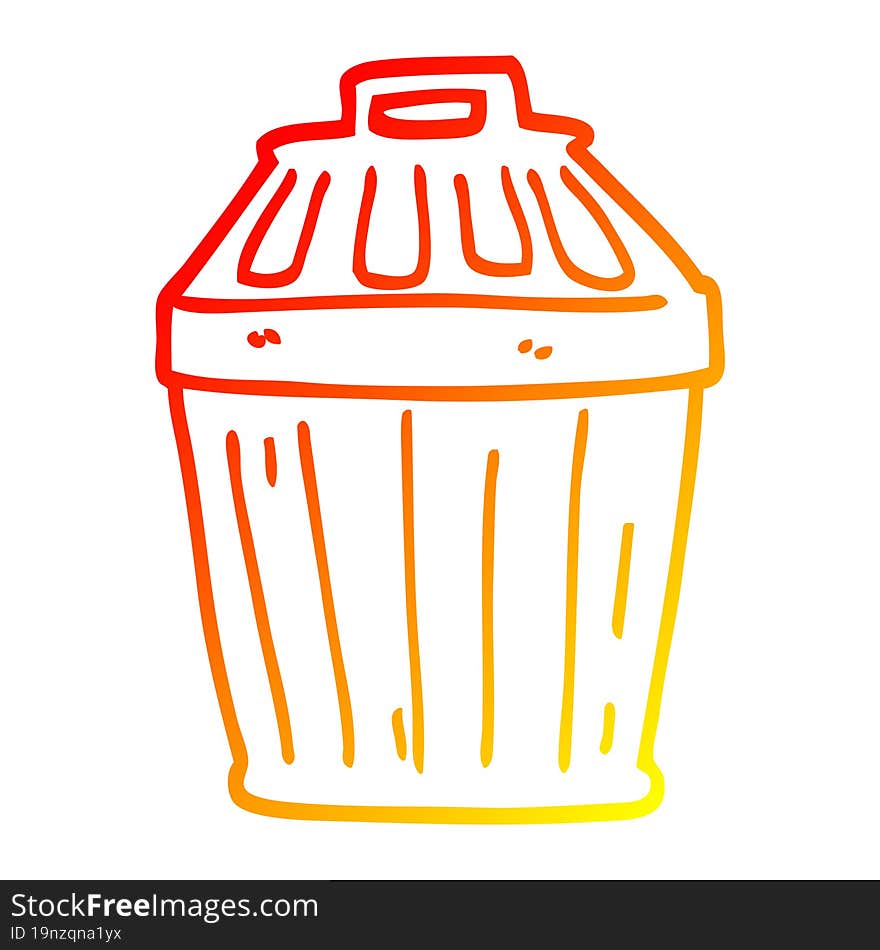 warm gradient line drawing cartoon waste bin