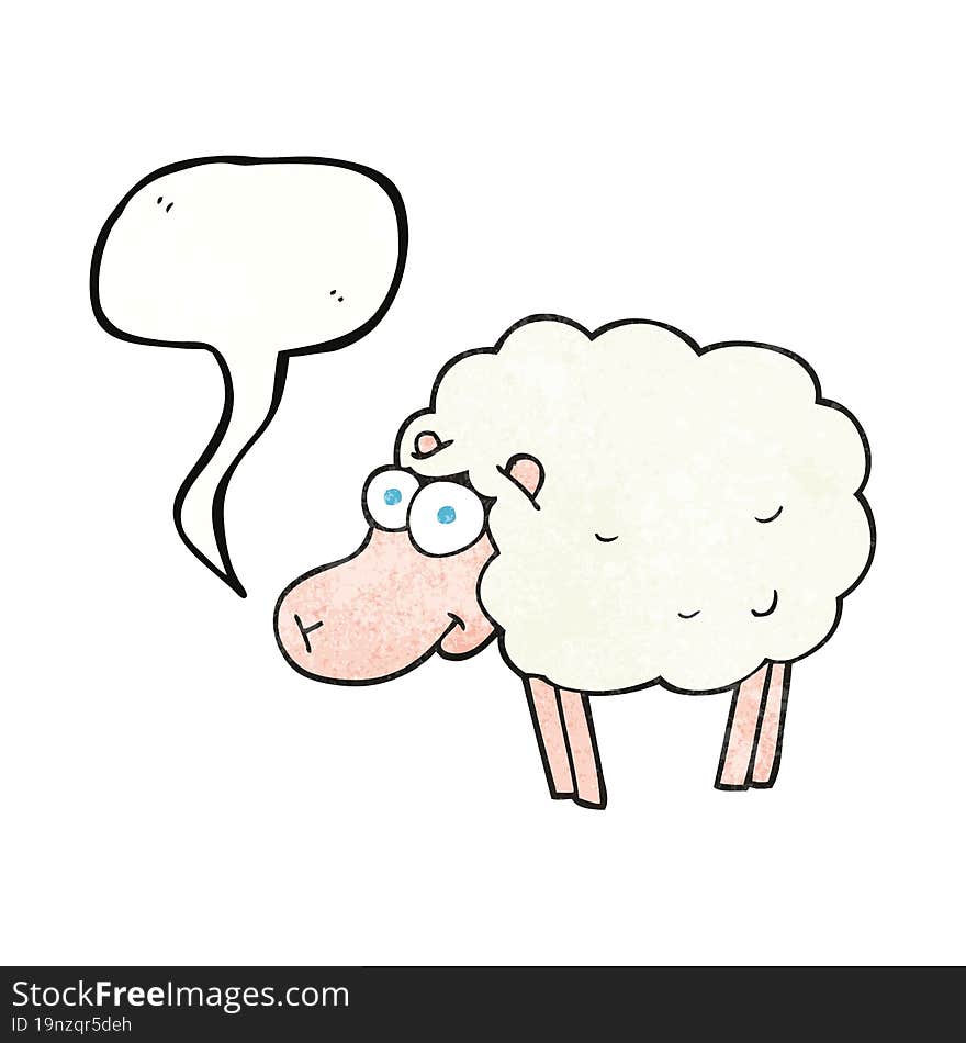 funny speech bubble textured cartoon sheep