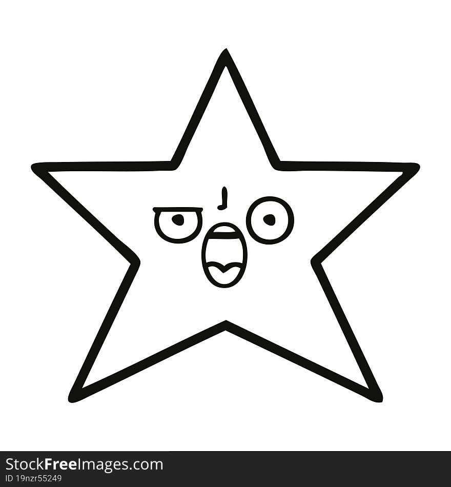 Line Drawing Cartoon Gold Star