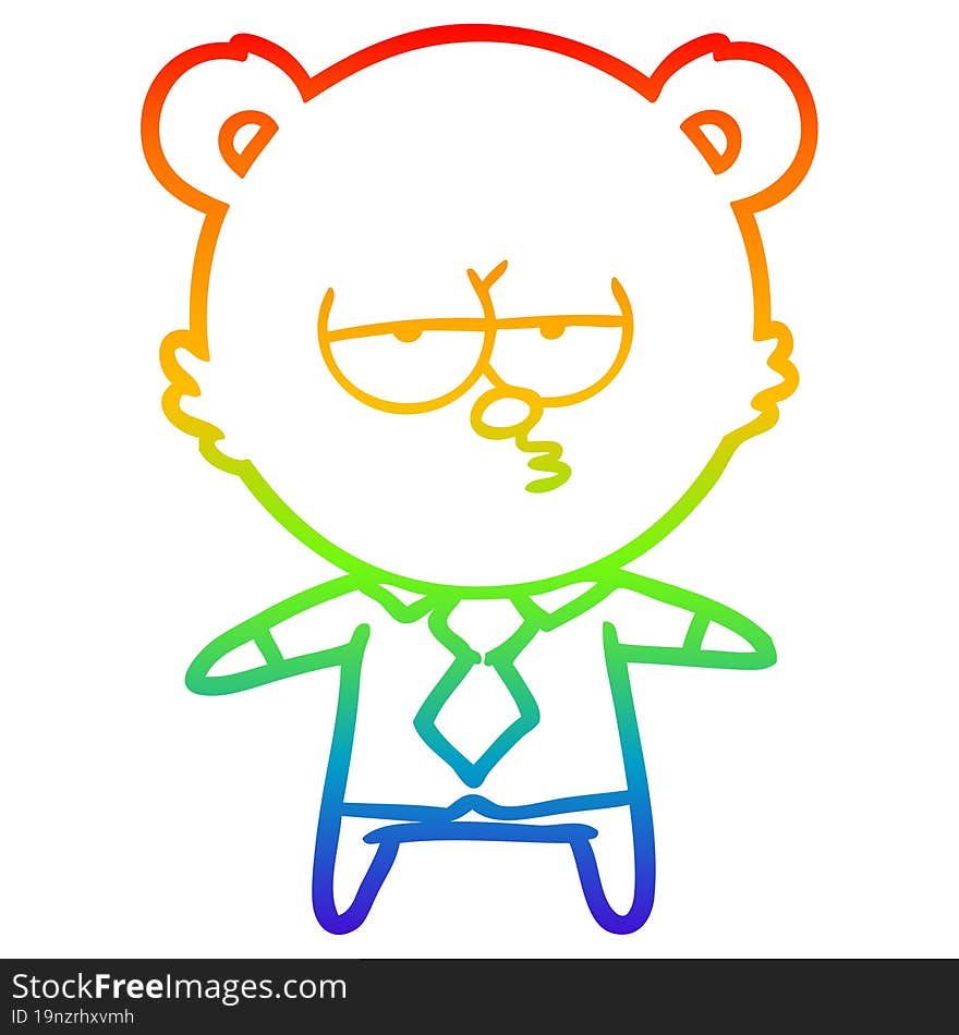 Rainbow Gradient Line Drawing Bear Boss Cartoon