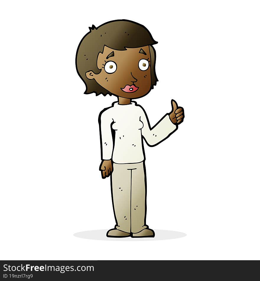 cartoon woman giving thumbs up symbol