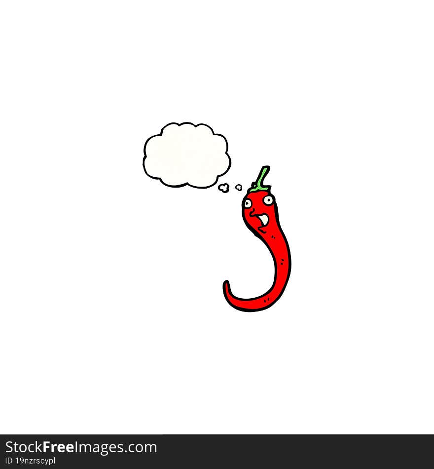 cartoon chili pepper with thought bubble