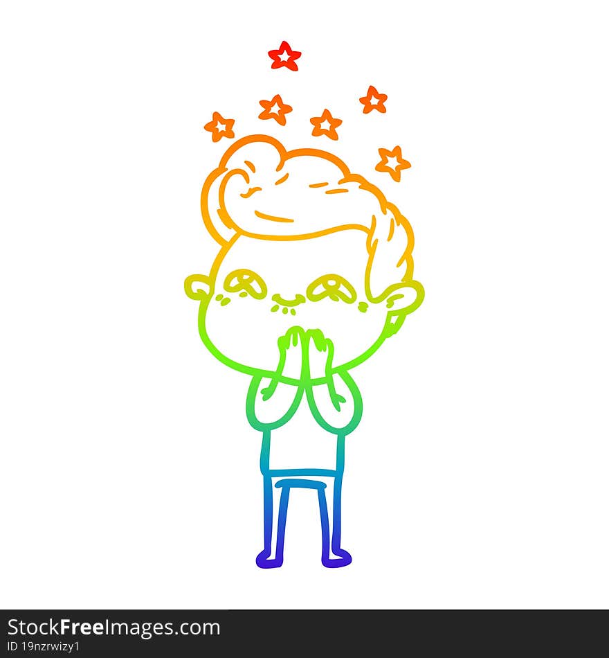 rainbow gradient line drawing cartoon excited man