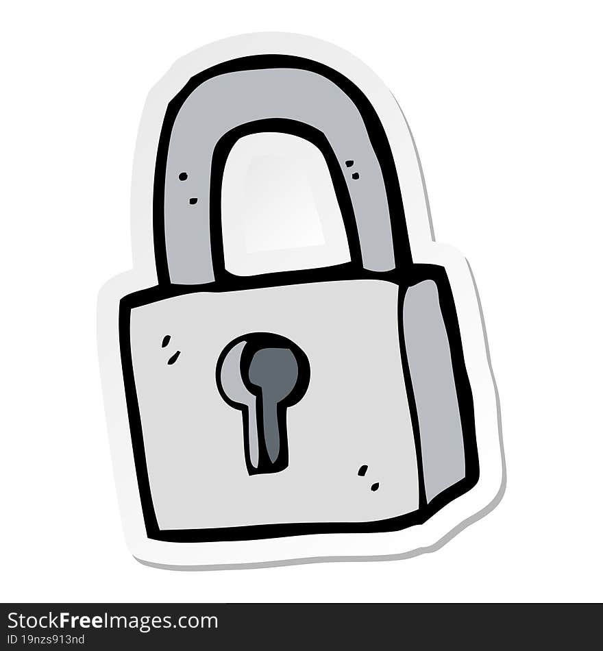 sticker of a cartoon padlock