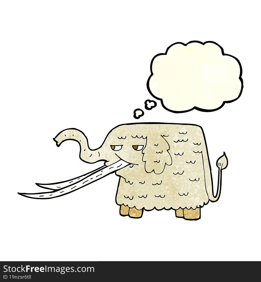 Cartoon Woolly Mammoth With Thought Bubble