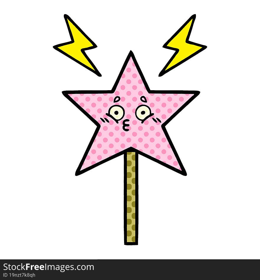 comic book style cartoon magic wand