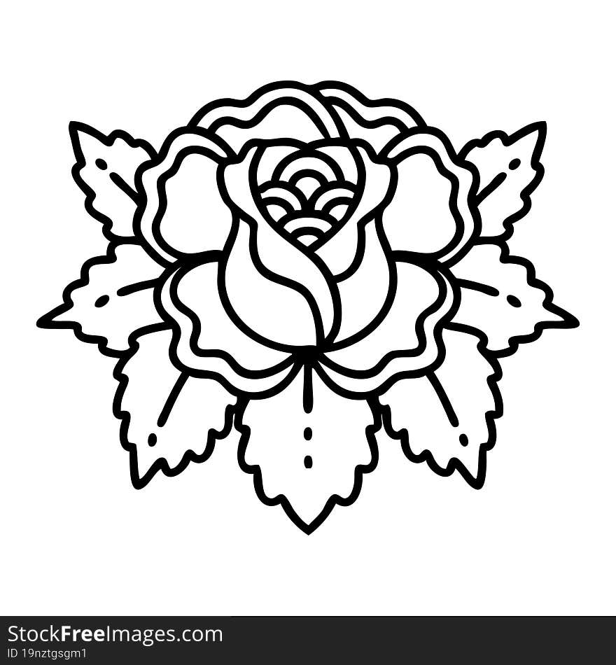 Black Line Tattoo Of A Rose