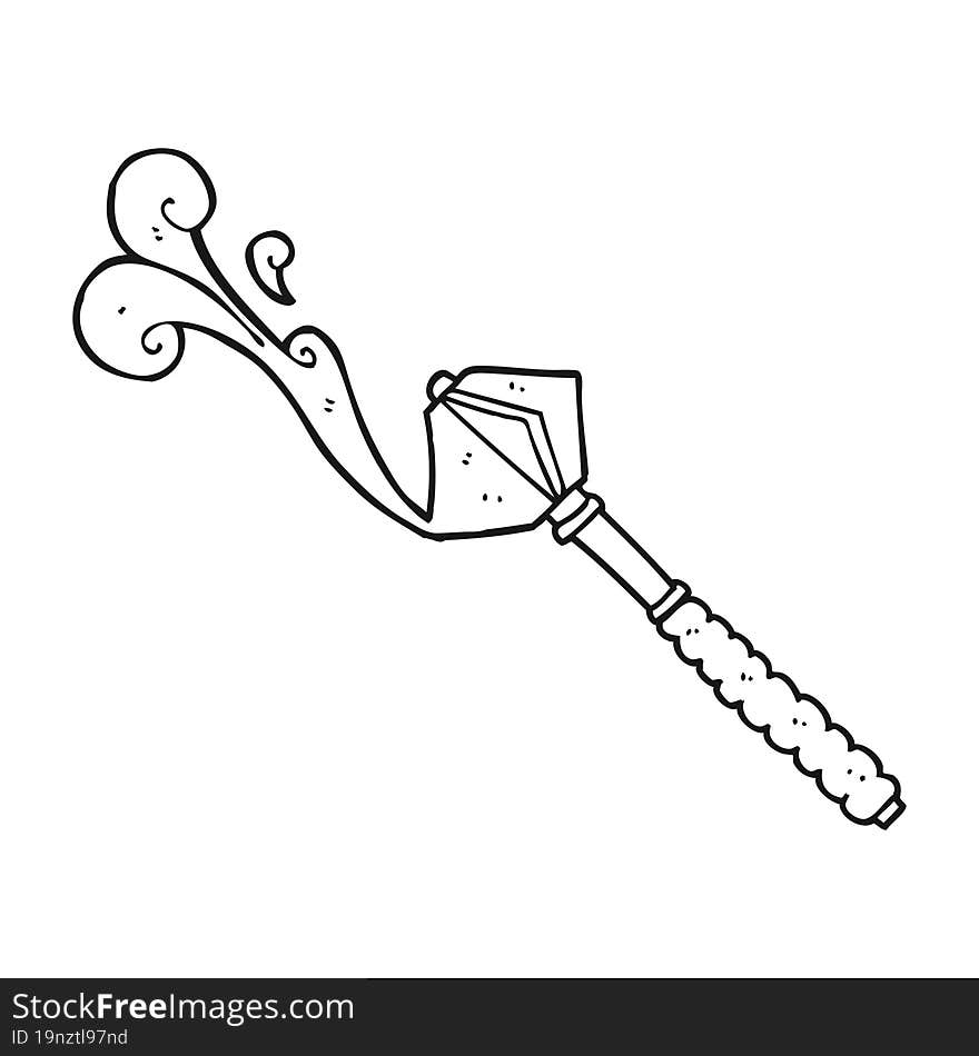 black and white cartoon bloody medieval mace