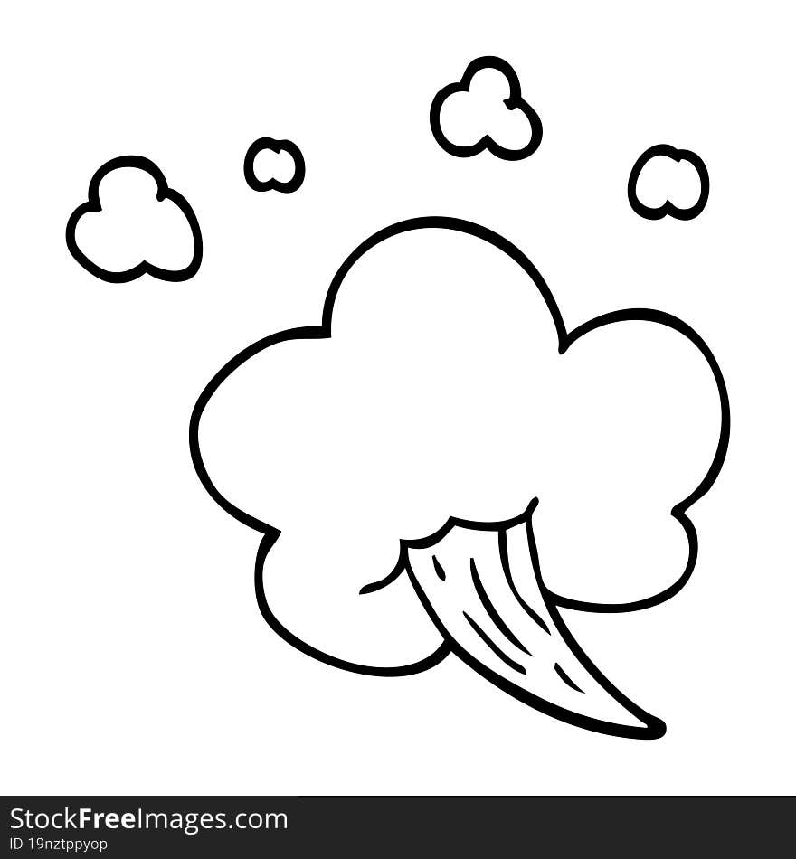 line drawing cartoon whooshing cloud