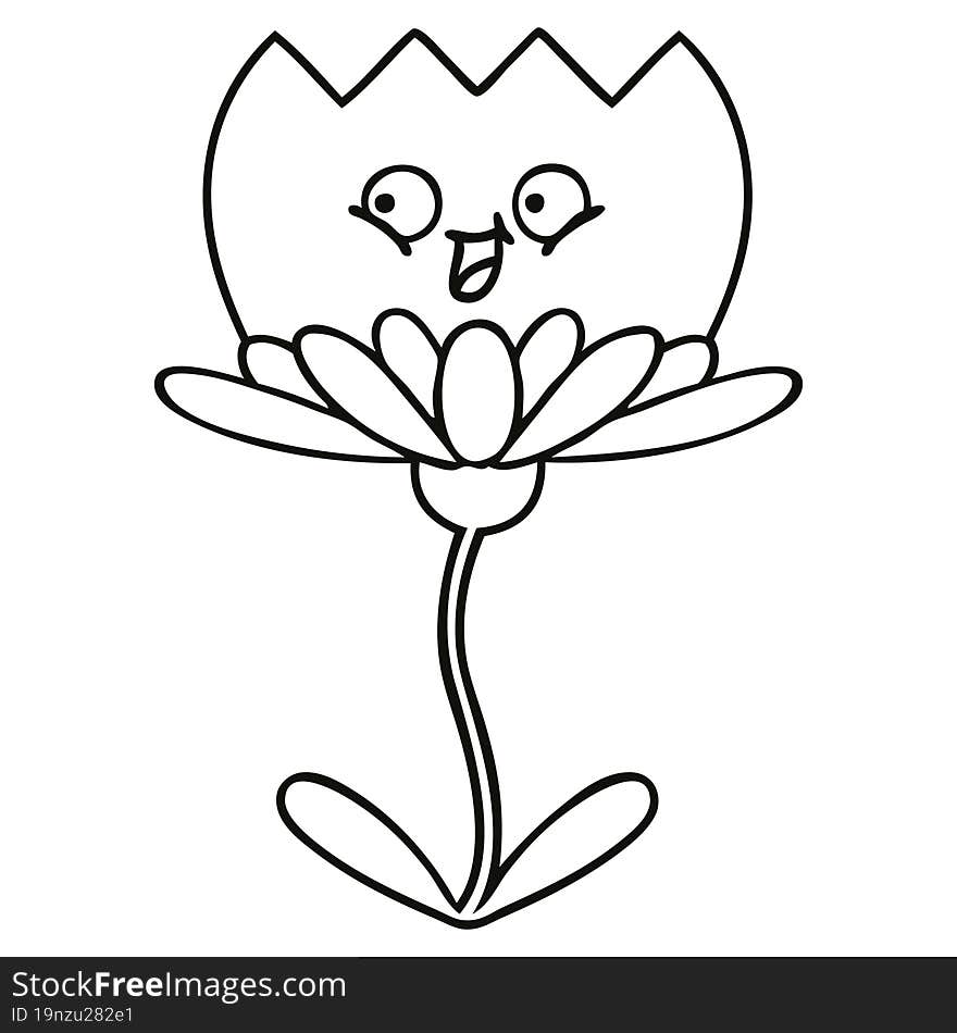 Line Drawing Cartoon Flower