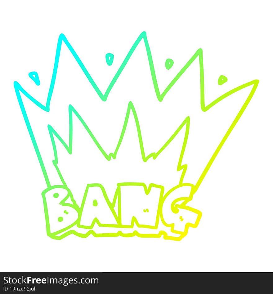 cold gradient line drawing of a cartoon bang sign