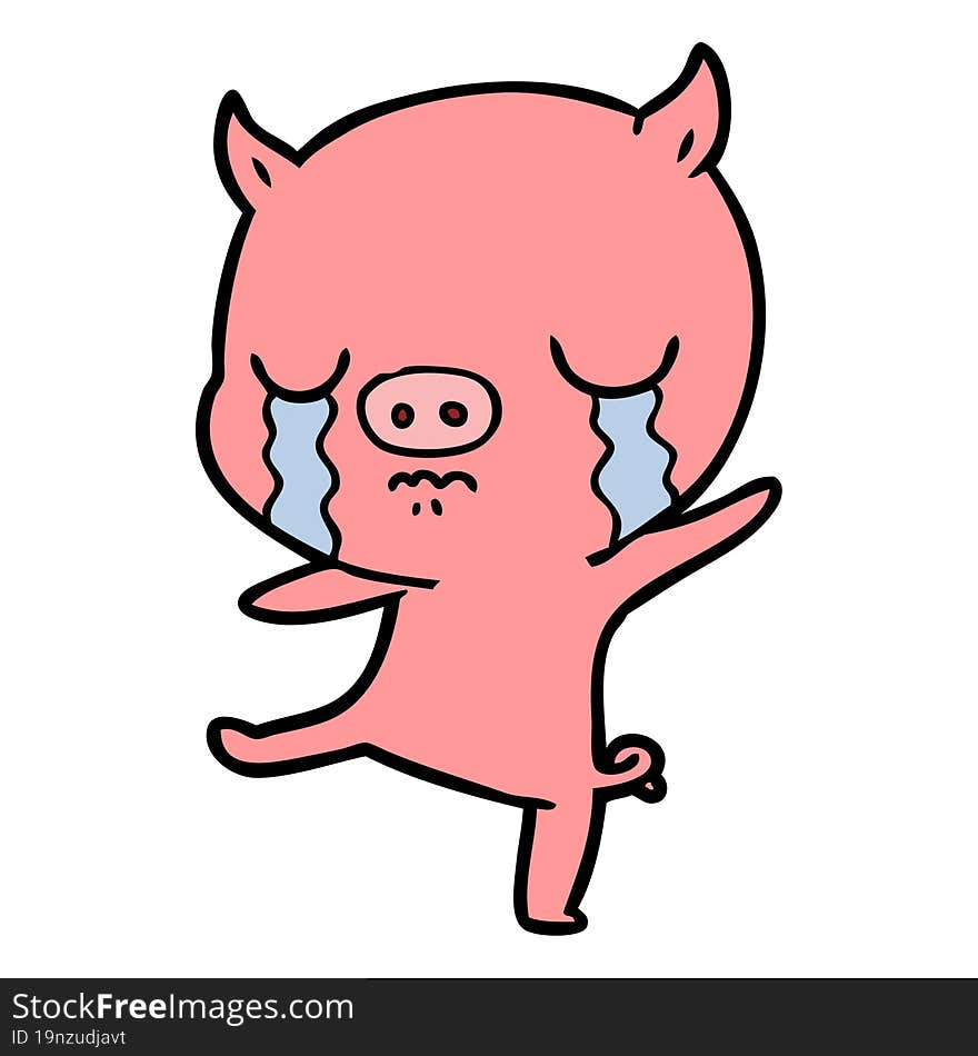 cartoon pig crying. cartoon pig crying