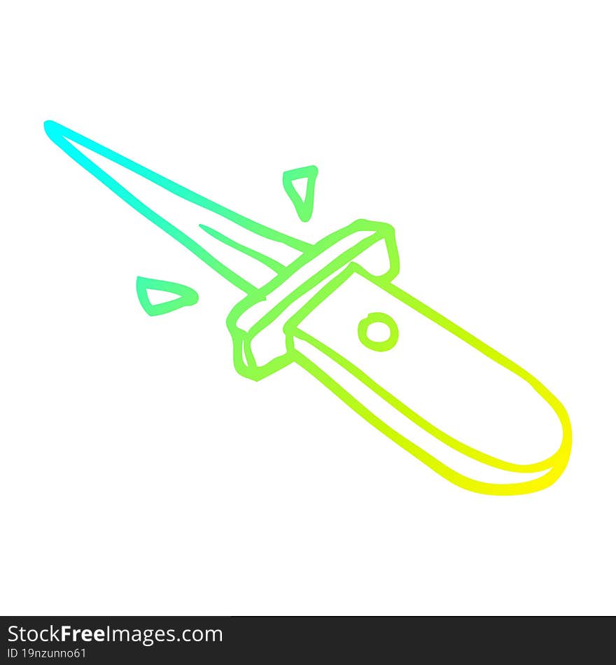 cold gradient line drawing cartoon flick knife