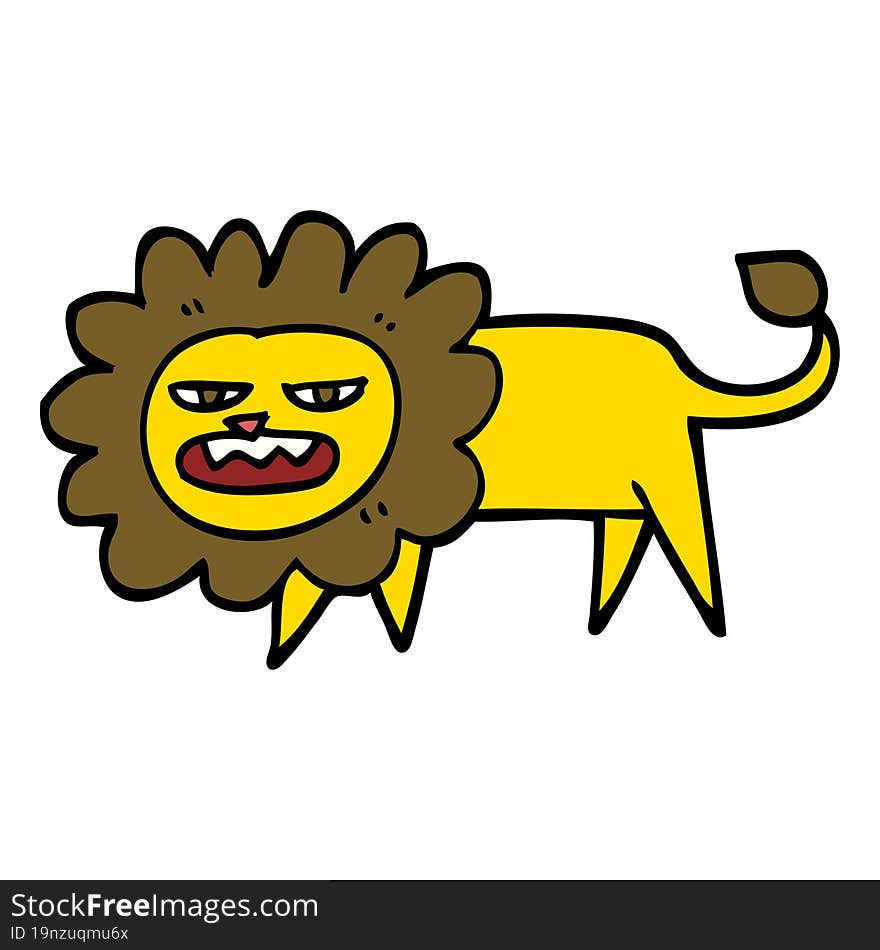 hand drawn doodle style cartoon angry lion