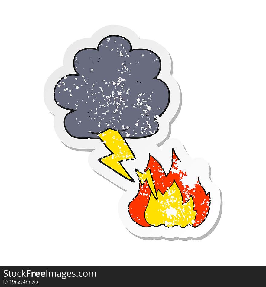 retro distressed sticker of a cartoon lightning strike