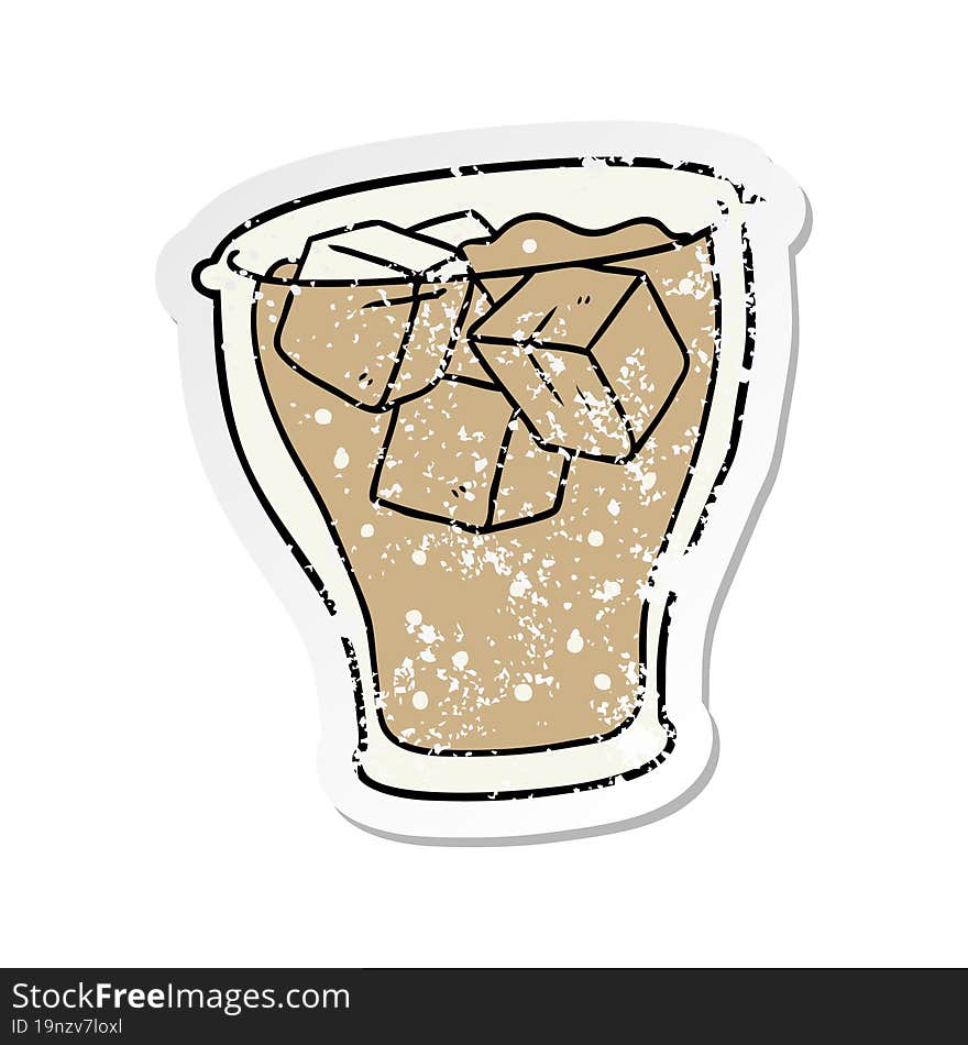 Distressed Sticker Of A Cartoon Glass Of Cola