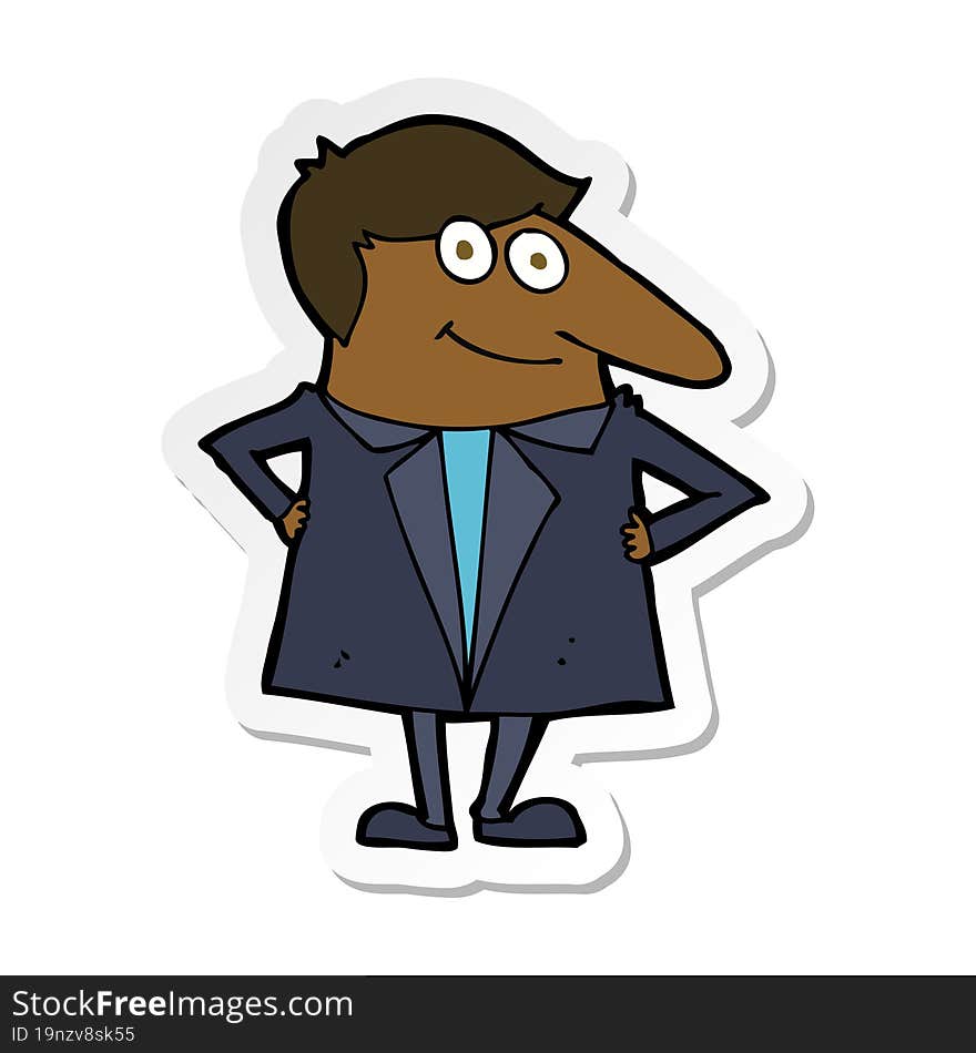 sticker of a cartoon happy man in suit