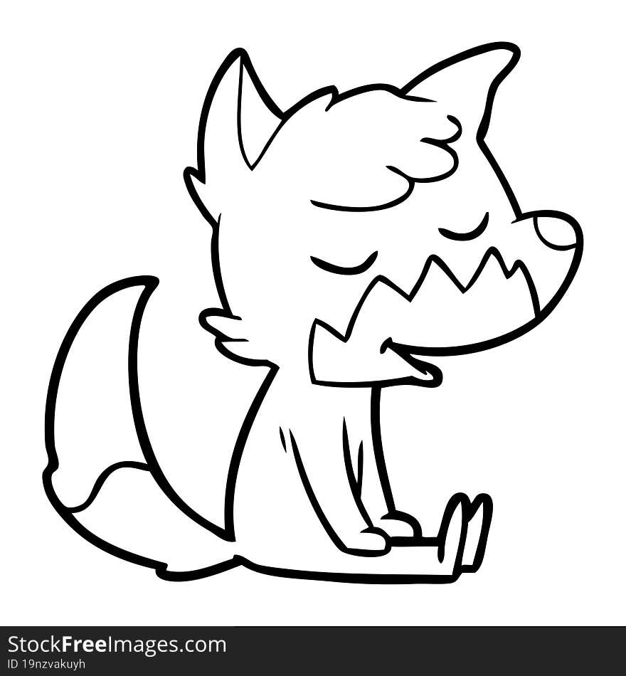 friendly cartoon sitting fox. friendly cartoon sitting fox