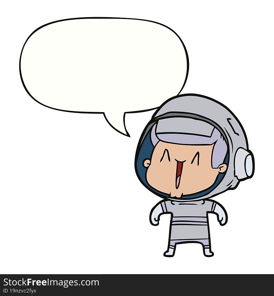 cartoon astronaut man and speech bubble